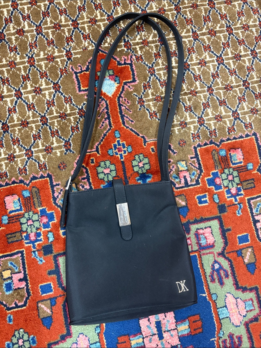 DKNYC Black Shoulder Bag with Silver Accent